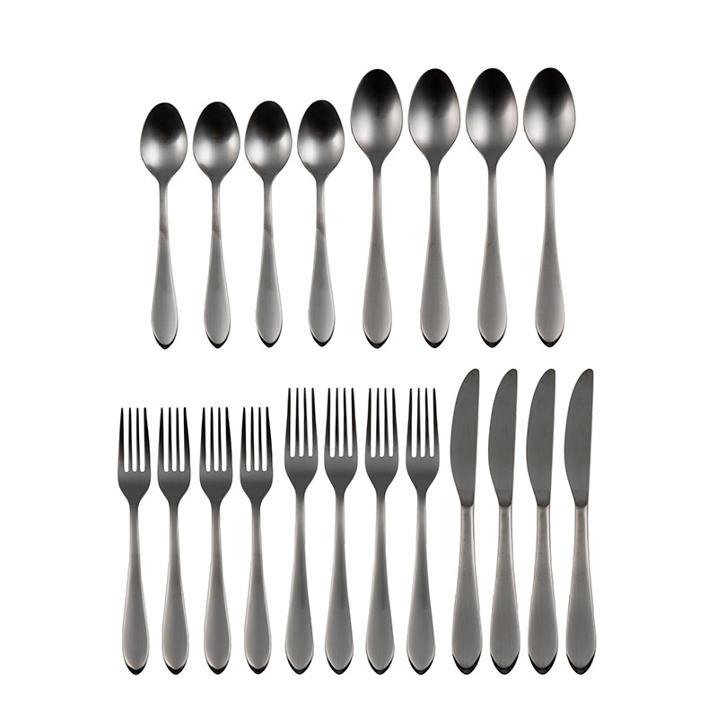 Fiestaware Maraca Black Satin 20-Piece Stainless Steel Flatware