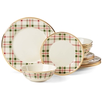 Lenox Holiday Plaid 12pc Dinnerware Set 