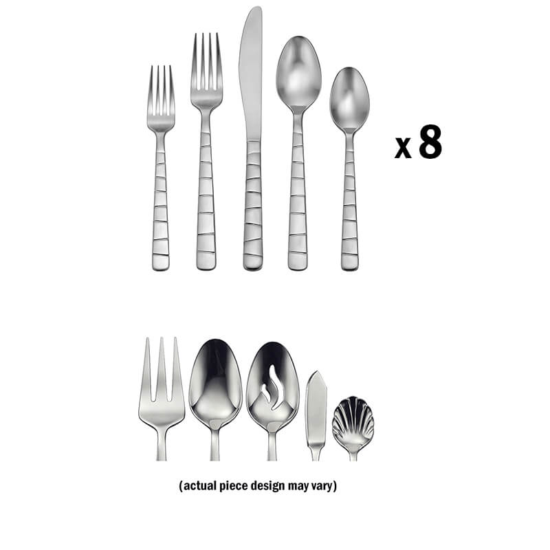 Oneida Satin Logan Square 45 piece, Service for 8 - ON-H295045