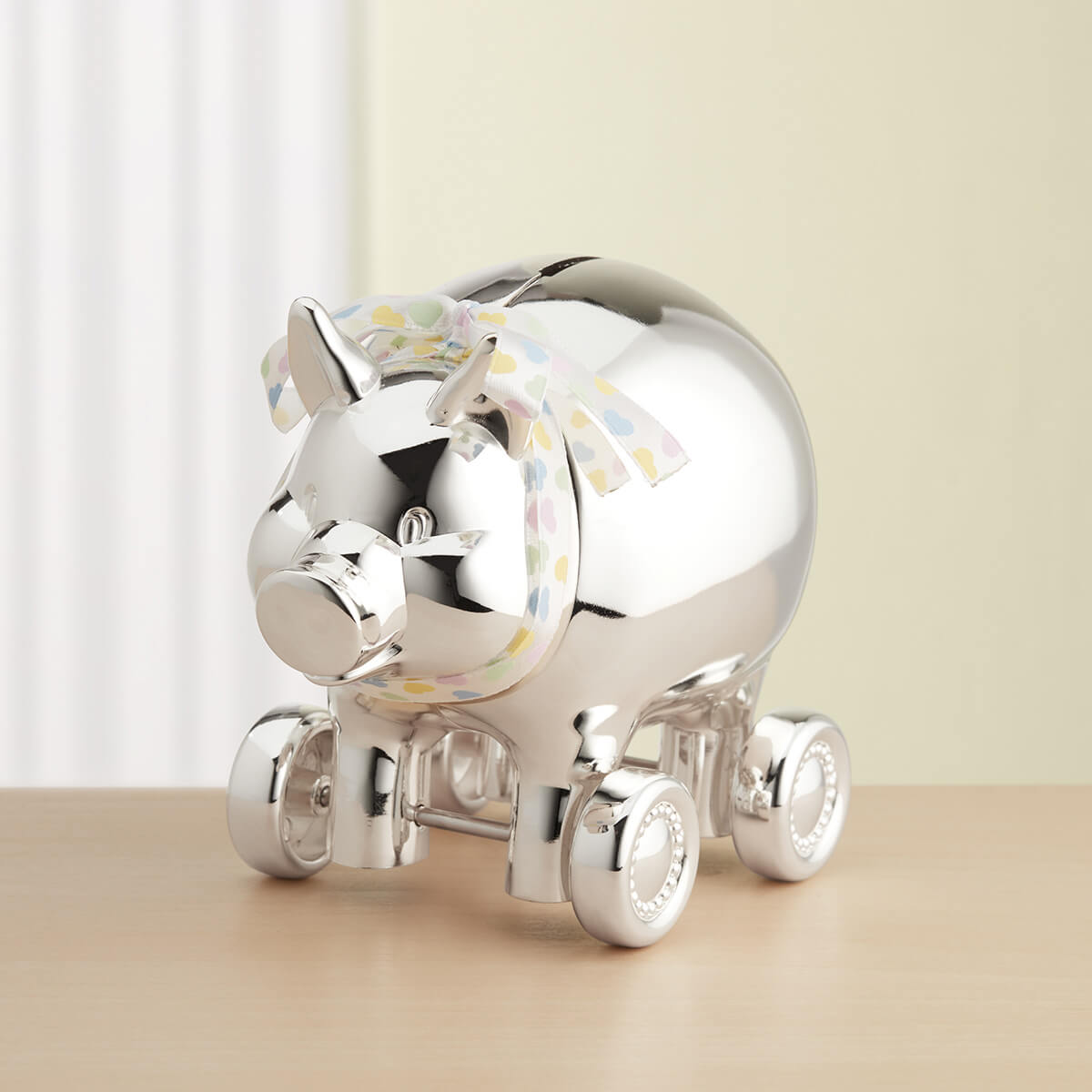 Reed & Barton Piggy Bank with Wheels - RB-640